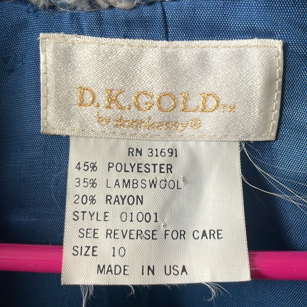 Vintage DK Gold by Donnkenny Size 10 Lambswool Blend Carpet Blazer old money 80s - Picture 4 of 7